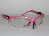 Pink Safety Glasses, Cougar Advanced System, clear lens, FREE Rubber EAR LOCKS, Microfiber Pouch