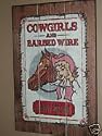 Cowgirls and Barbed Wire Western 8" x 12" Sign