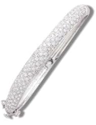 Bangle Bracelet with Cubic Zircon Pave Setting Hinged 8mm width