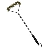 Grill Brush - Brass Wire 3-sided BBQ Cleaning T-brush, Best Barbecue Cleaner Tools, Perfect Scrubber for Weber Porcelain Coated, Gas, and Charcoal Grills - 21-inch Long and Extra Wide - 1 Year Guarantee - New Model