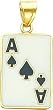 14K Gold Enameled Ace of Spades Card Pendant