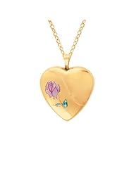 Gold over silver Heart Shaped Locket w/ rose Necklace