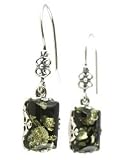 Green Amber Rectangle Dangle Earrings