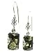 Green Amber Rectangle Dangle Earrings