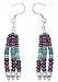Bead Earring Sterling Silver & Ruby and Emrald Gemstone Hand Engraved Indian Style 2.5  (erg001)