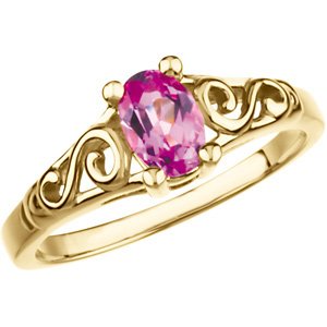 October 14K Yellow Gold Teen Imitation Birthstone Ring