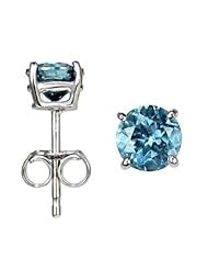 0.70Ct Round Blue Diamond Solitaire Stud Earrings 18K Gold Certified