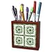 Jaclinart Garden Flowers Floral Daisies Stripes Petals - Four green striped flowers with green and sage flower petal border - Tile Pen Holders-5 inch tile pen holder