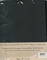 Heavy Weight Hotel Quality VINYL Shower Curtain Liner - Color : BLACK