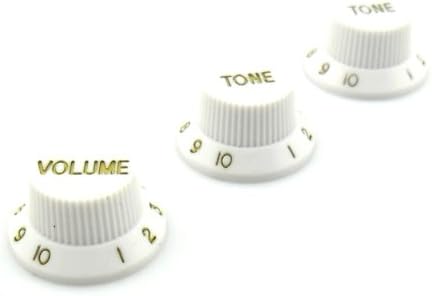 White PKG3 VOLUME TONE CONTROL KNOBS FOR FENDER STRAT Guitar