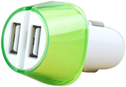 Pikos Dual USB 5V 2A Car Charger for Cell Phone and Digital Devices (Green)