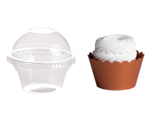 Dress My Cupcake Favor Dome Containers with Wrappers DIY Kit, Copper, Set of 25