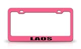 LAOS Country Steel Auto License Plate Frame Tag Holder, Pink/Black