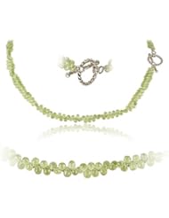 110.00 Cts Faceted Briolettes AA Peridot Necklace in Sterling Silver