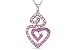 1 3/8 Carat Pink Sapphire and Diamond 14K White Gold Pendant w/Chain
