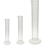 3 Piece Set - Plastic Graduated Cylinders, 10, 50 & 100ml - PP Material Karter Scientific 219H2