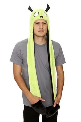 Invader Zim Gir Face Green Plush SNOOD Hat Mitten Scarf w/Ears