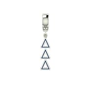 Delta Delta Delta Lavaliere Drop Charm. Solid Sterling Silver with Enamel