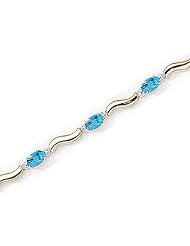 14kt Yellow Gold Oval Blue Topaz and Diamond Bracelet