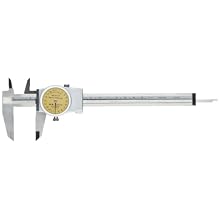 Brown & Sharpe 599-579-14 Dial Caliper, Stainless Steel, Yellow Face, 0-150mm Range, +/-0.02mm Accuracy, 2mm Resolution, Meets DIN 862 Specifications