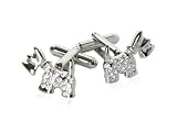 Crystal Studded Terrier Schnauzer Dog Cufflinks in Silver with Presentation Box