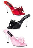 4 Inch Stiletto Heel Satin Slide With Sequins Bow.
