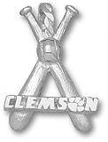 Clemson Tigers Solid Sterling Silver ''CLEMSON'' Bats Pendant