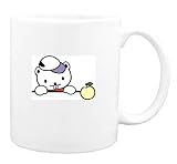 Mug with apple, kitten, cat, animal, table, feline