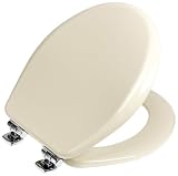 Mayfair 9160CHSL 346 Designer Series Alesio Toilet Seat with Chrome Whisper-Close Hinges, Round, Biscuit/Linen