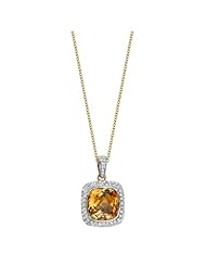 14k Yellow Gold 0.56 Ctw Citrine and Diamond Necklace