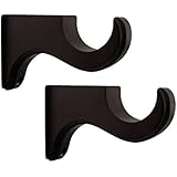BEME International 1-3/8-Inch Diameter Single Wood Drapery Bracket, Mink, Set of 2