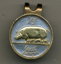 Gorgeous 2-Toned Gold on Silver Irish Pig & Piglets - coin - Golf Ball Marker - Hat Clips