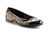 Coach 'True' Fabric/Patent Slipon Flats (Khaki/Chestnut)