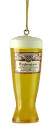 3" Glass of Foamy Budweiser Beer Christmas Ornament