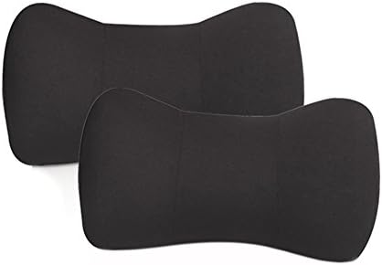 Pack of 2 Neck Pillow for Car Seat Soft Memory Foam Breathable Cover Cute Shape Size 7X12.6inch Black (Black)