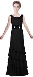 Sequined Tiered Belted Chiffon Evening Dress/Mother-of-the-Bride Dress 