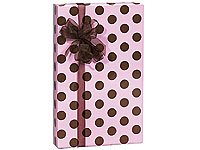 Trendy Boutique Pink & Brown Polka Dot Gift Wrap Wrapping Paper 16 Foot Roll