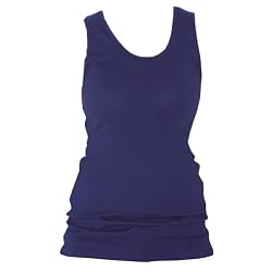 Navy Blue Solid Color Tunic Longer Length Tank shirt tee, 100% Cotton.
