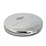 Pretty Silver Finish Engraved Round Compact Mirror for Mother of the Bride with Hearts Motif Great Gifts Idea for Wedding Parents