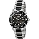 INVICTA MEN'S SWISS PYTHON ALL STAINLESS W/BLACK DIAL-BEZEL & TWO-TONE BRACELET - 6074
