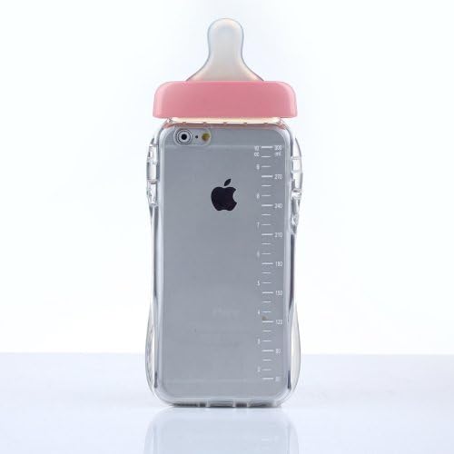 3D Cute Transparent Feeding Milk Bottle Soft TPU Gel Case for iphone 5/5S (pink)
