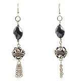 Kitchen & Housewares : Dangly Glass & Metal Bead Earrings, Black