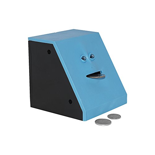 Face Bank Coin Eating Savings Bank - Blue (Red Available) - Kids Savings Bank or Novelty Gift Piggy Bank