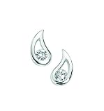 Elements Sterling Silver Ladies E3057C Clear Cubic Zirconia Teardrop Earrings