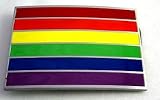 GAY PRIDE RAINBOW BELT BUCKLE PEWTER METAL NEW