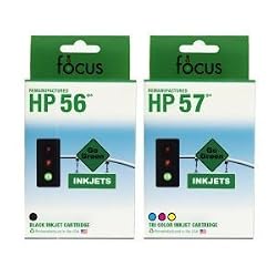 Remanufactured HP 56 & 57 Ink Cartridges Combo 2-Pak: 1 Black / 1 Color