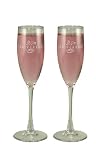 Hortense B. Hewitt Wedding Accessories, Fluted Champagne Toasting Glasses, 25th Anniversary Silver Swirl, Set of 2