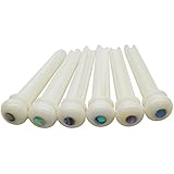 Blisstime 6pcs Guitar Bone Bridge Pins Replacement Parts with Abalone Dot
