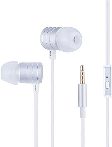 Cablex In-Ear Headphones Noise Isolating Earphones with In-line Mic for iPhone, iPad, iPod, Samsung, Nokia Smartphones, Tablets, MP3/MP4 Players and More (Silver)