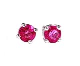 14k White Gold Natural Pink Sapphire Stud Earrings Ct.tw 1.00